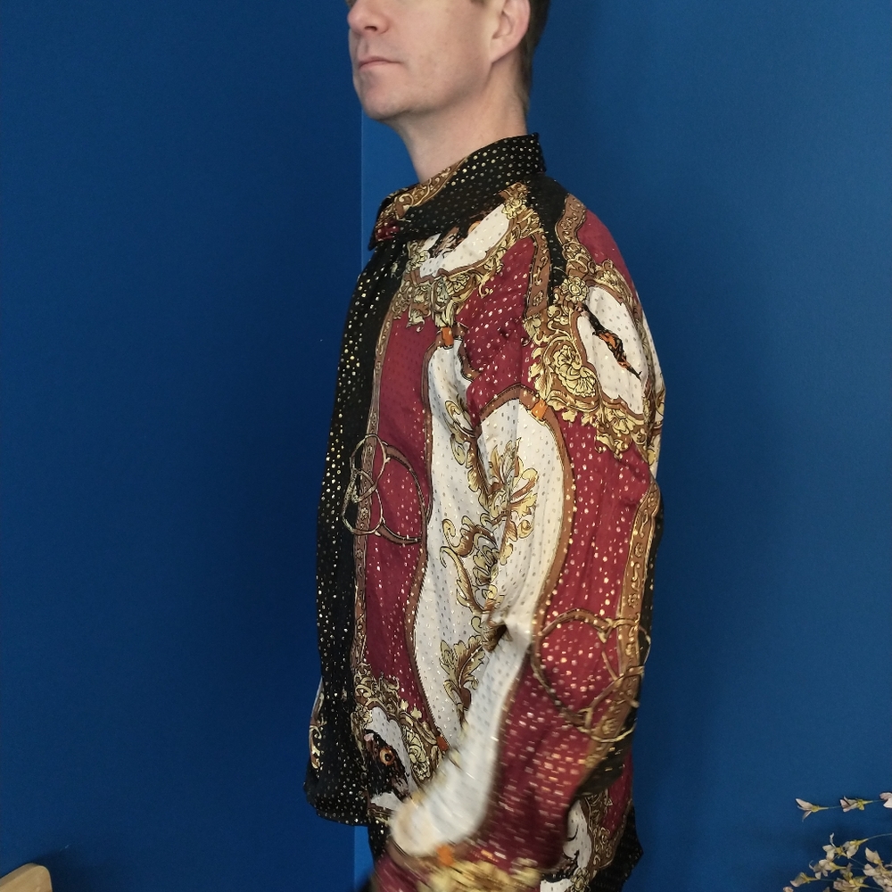Onyx Silk Metallic Shirt XL Mens Bull Fighter